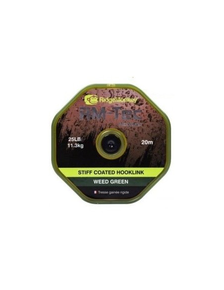Ridgemonkey stiff coated hooklink weed green 25lb 20m