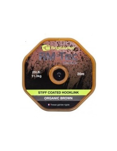 Ridgemonkey stiff coated hooklink organic brown 25lb 20m