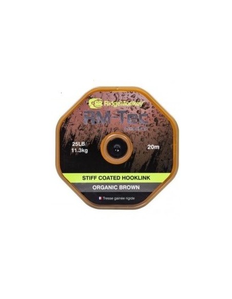 Ridgemonkey stiff coated hooklink organic brown 25lb 20m