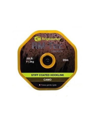 Ridgemonkey stiff coated hooklink camo 25lb 20m