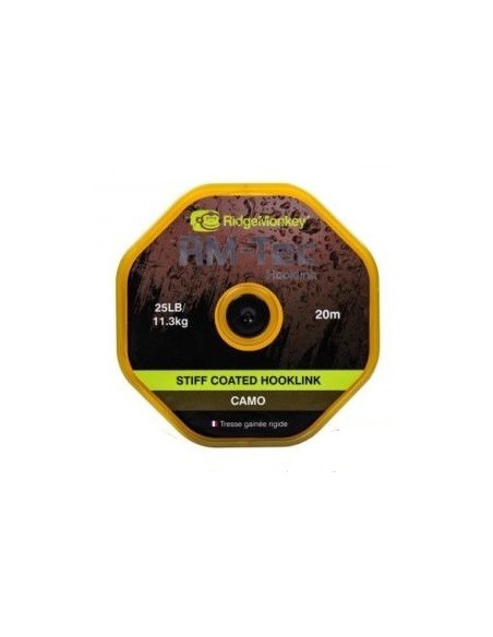 Ridgemonkey stiff coated hooklink camo 25lb 20m