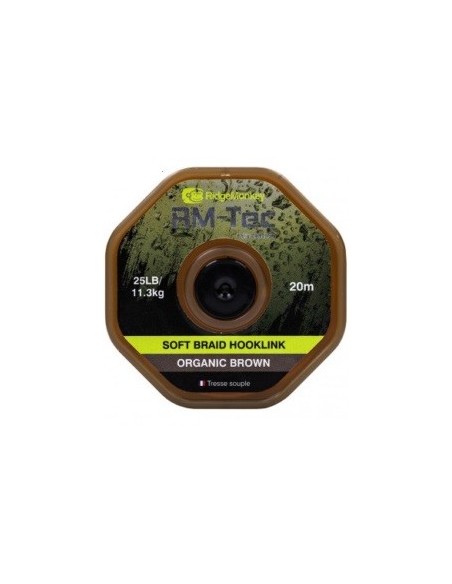 Ridgemonkey soft braid hooklink organic brown 25lb 20m