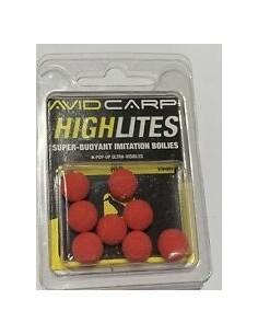 Avid carp pop-up highlites 14mm rojos 8unds