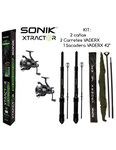 Sonik kit xtractor 2 cañas 9" 3lb+2 carretes+1 sacadera