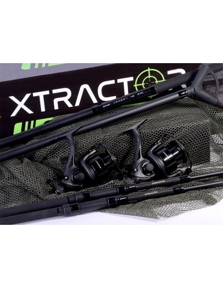 Sonik kit xtractor 2 cañas 9" 3lb+2 carretes+1 sacadera