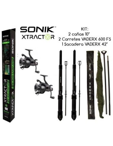 Sonik kit xtractor 2 cañas 10" 3.25lb+2 carretes+1 sacadera