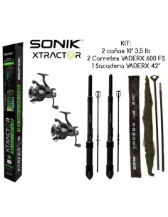 Sonik kit xtractor 2 cañas 10" 3.5lb+2 carretes+1 sacadera