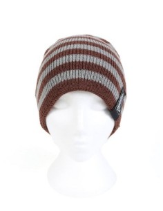 Mainline gorro striper beanie hat gris marron