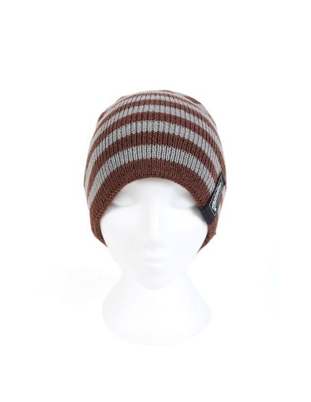 Mainline gorro striper beanie hat gris marron
