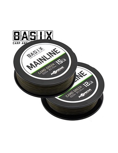 Korda basix mainline camo green 0.40mm 15lb 1000m