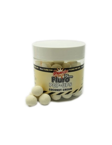 Dynamite baits pop-ups fluro coconut cream 15mm (crema coco)