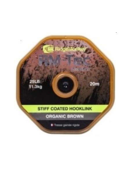 Ridgemonkey stiff coated hooklink organic brown 35lb 20m