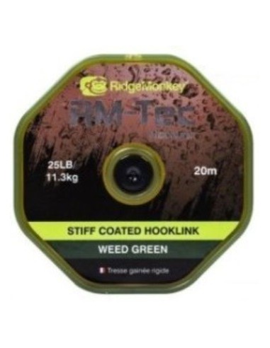 Ridgemonkey stiff coated hooklink weed green 35lb 20m