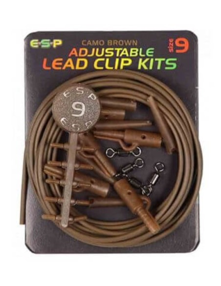 ESP kit adjustable lead clips verde 15 piezas + 2.5m sinking tub