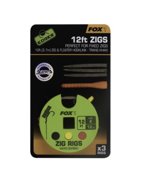 Fox anzuelos montados zig floater 12lb 12ft(3.7m) nº8 unds