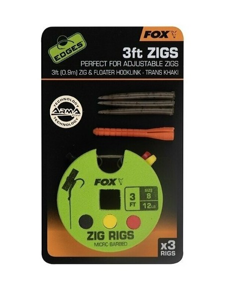 Fox anzuelos montados zig floater 12lb 3ft(0.9m) nº8 unds