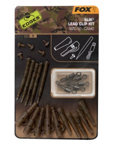 Fox camo kit slik lead clip size 10 5 sets