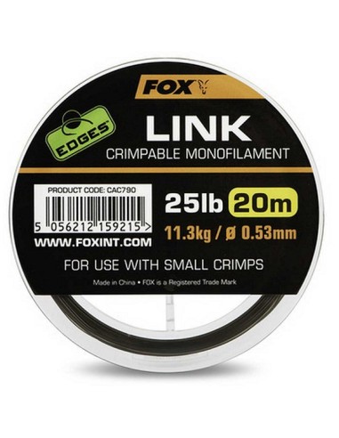 Fox crimpable mono link trans khaki 25lb 0.53mm 20