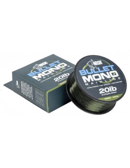 Nash bullet mono weed green 0.40mm 20lb 1000m