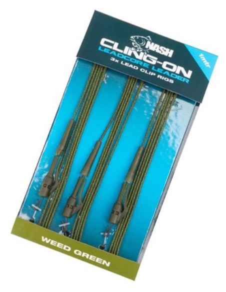Nash leadcore montado lead clip rigs weed green 3unds