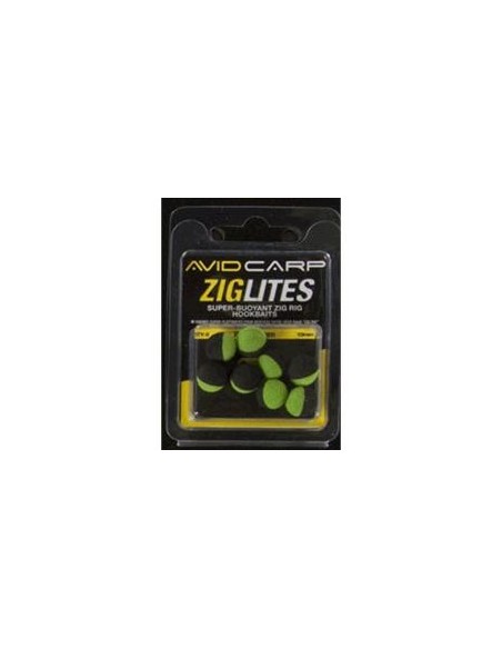 Avid carp pop-up zig-lites boilie 10mm negro-verde 8unds