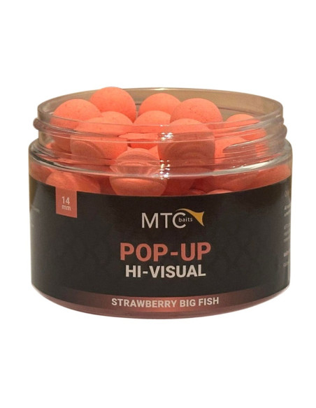 MTC baits pop-up hi-visual strawberry big fish 14mm