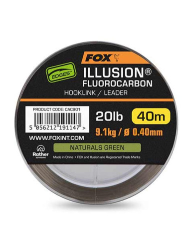 Fox illusion flurocarbon hooklink natural green 20lb 0.40mm 40m