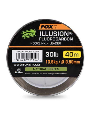 Fox illusion flurocarbon hooklink natural green 30lb 0.50mm 40m