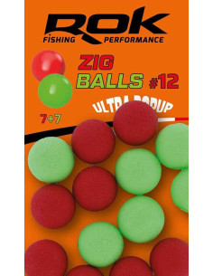 Rok zig ball ultra pop-up red green 12mm 14unds