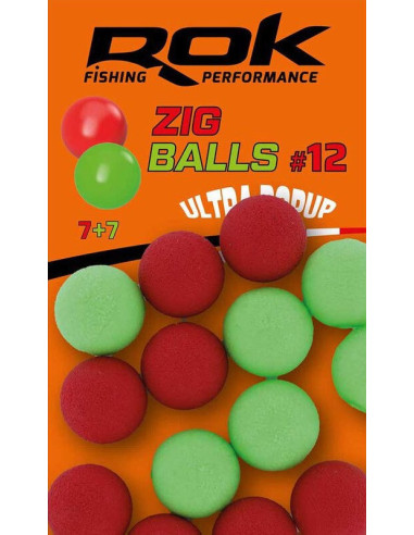 Rok zig ball ultra pop-up red green 12mm 14unds