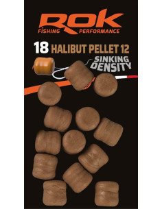 Rok halibut pellets sinking density brown 12mm 16unds