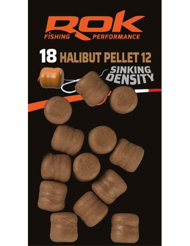 Rok halibut pellets sinking density brown 12mm 16unds