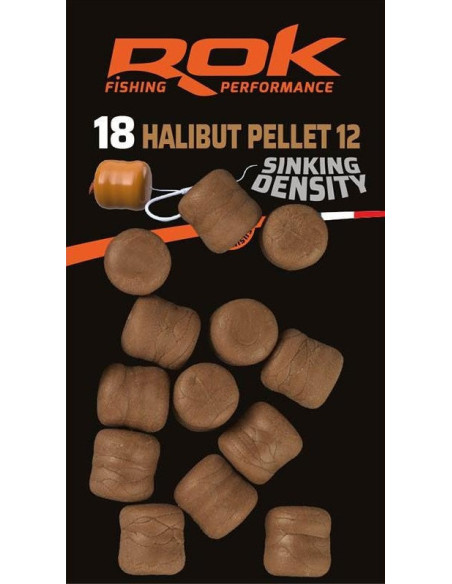 Rok halibut pellets sinking density brown 12mm 16unds