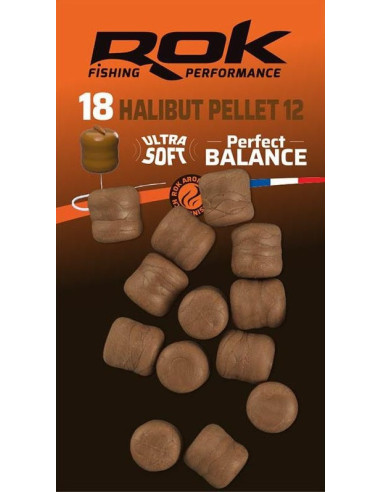 Rok halibut pellets ultra soft balance brown 12mm 16unds