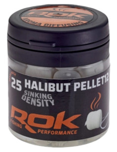 Rok halibut pellets aroma sinking white 12mm 25unds