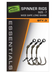 Fox spinner rig wide gape long shank nº6 3unds