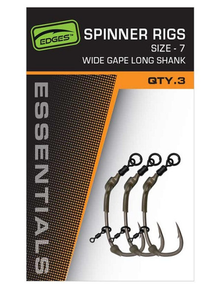 Fox spinner rig wide gape long shank nº6 3unds