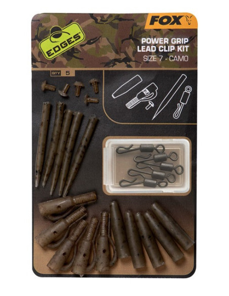Fox kit camo power grip lead clip kit nº7 5unds