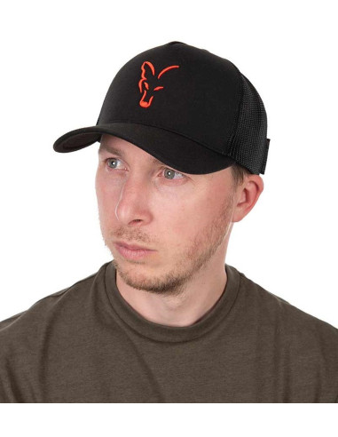 Fox collection trucker ball cap black orange