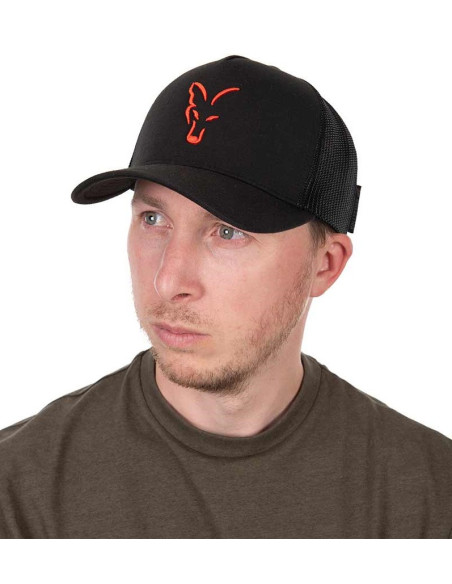 Fox collection trucker ball cap black orange