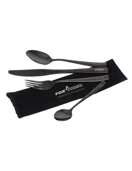 Fox cookware black stainless cutlery set cubiertos