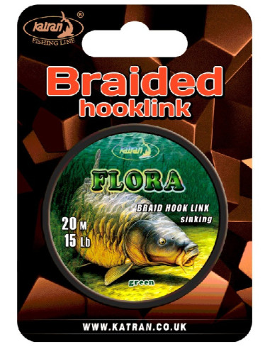 Katran braided hook links FLORA green 25lb 20m