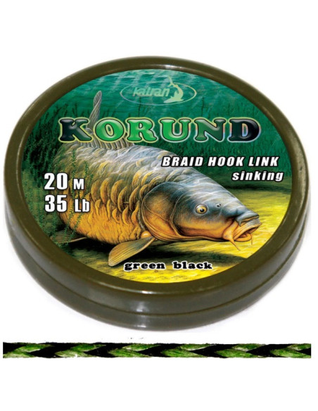 Katran braided hook links KORUND green black 35lb 20m