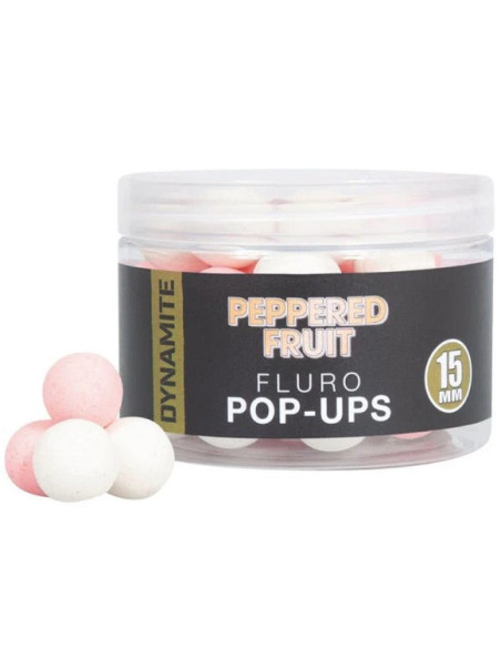 Dynamite baits pop-up fluro peppered fruit 15mm