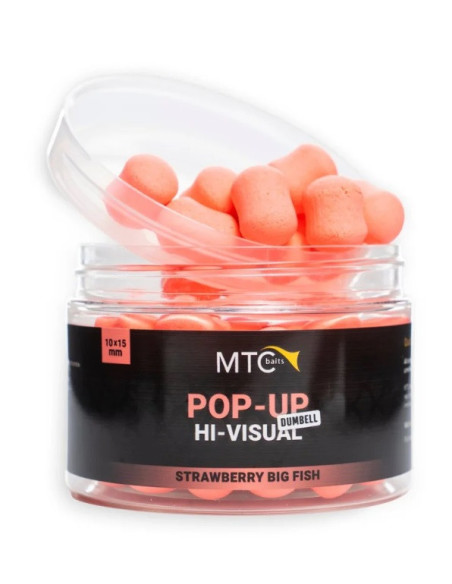 MTC baits pop-up dumbell hi-visual strawberry big fish 10x15mm