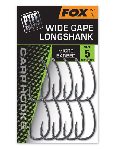Fox NEW carp hook wide gape long shank nº5 10unds