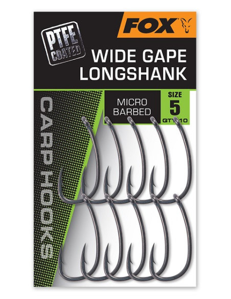 Fox NEW carp hook wide gape long shank nº5 10unds