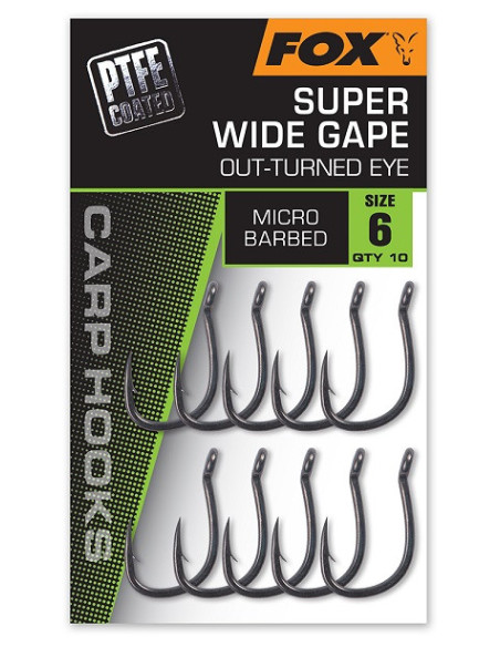Fox NEW carp hook wide gape out-turned eye nº4 10unds
