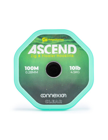 Ridgemonkey ascend zig & floater hooklink 0.28mm 10lb 100m clear