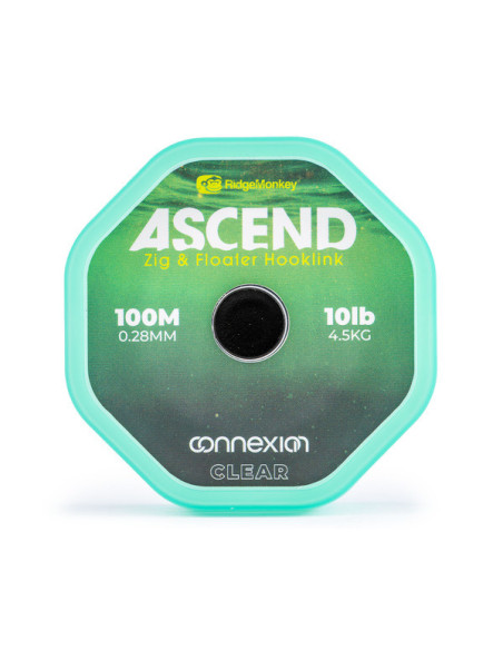 Ridgemonkey ascend zig & floater hooklink 0.28mm 10lb 100m clear
